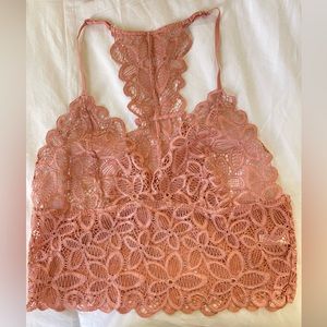 Three Bird Nest Terra Cotta / Peach Lace Bralette Medium